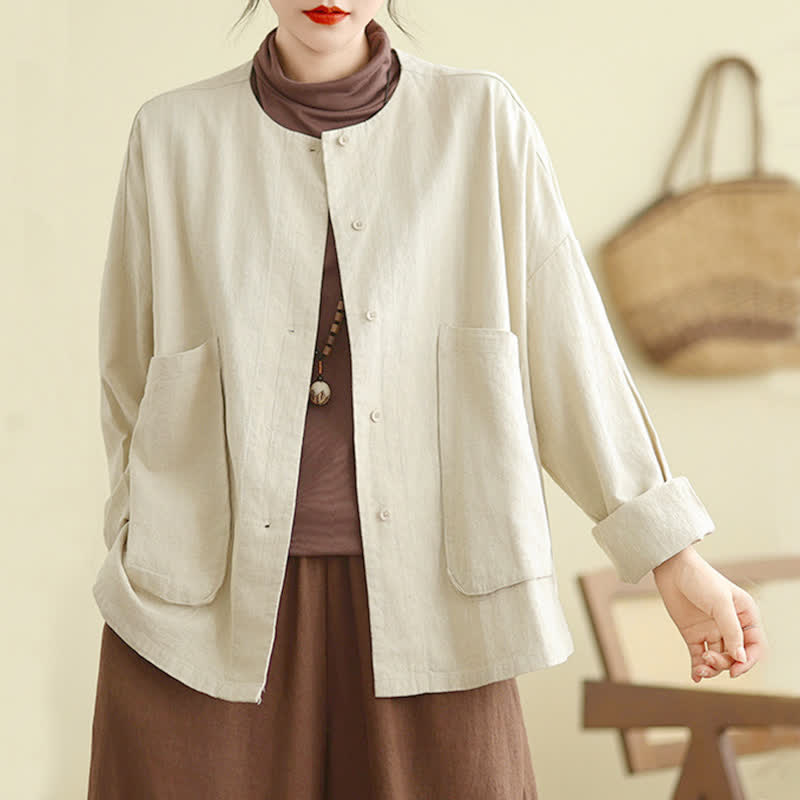 Nimara Ritual Plain Design Long Sleeve Women's Jacket With Pockets
