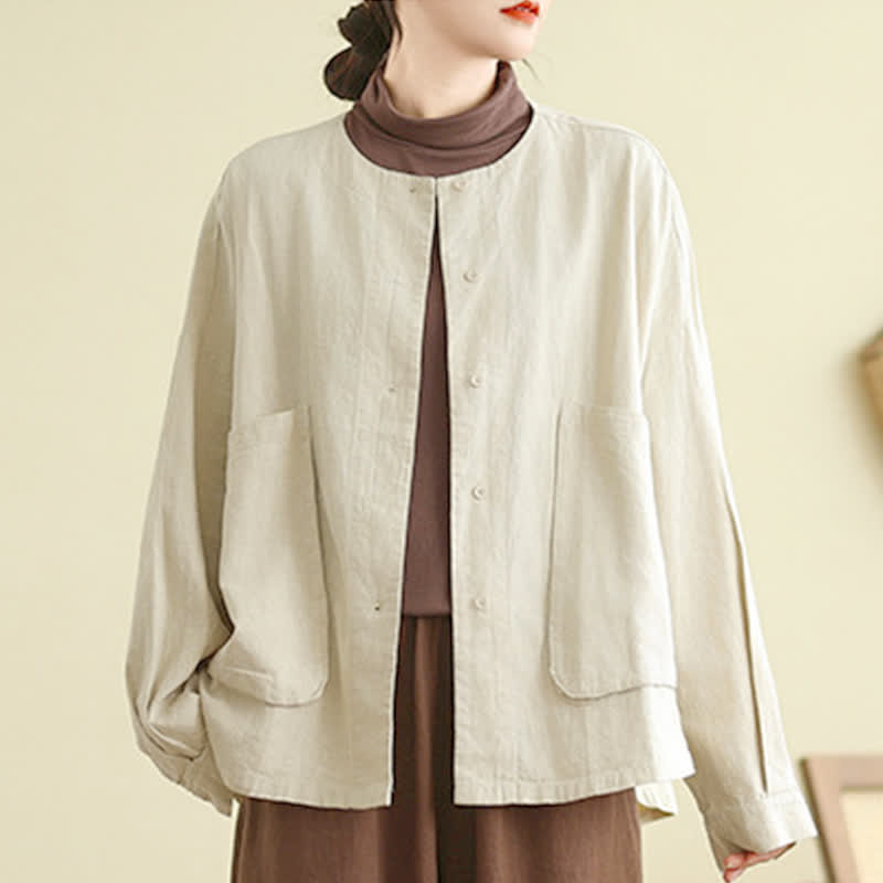 Nimara Ritual Plain Design Long Sleeve Women's Jacket With Pockets