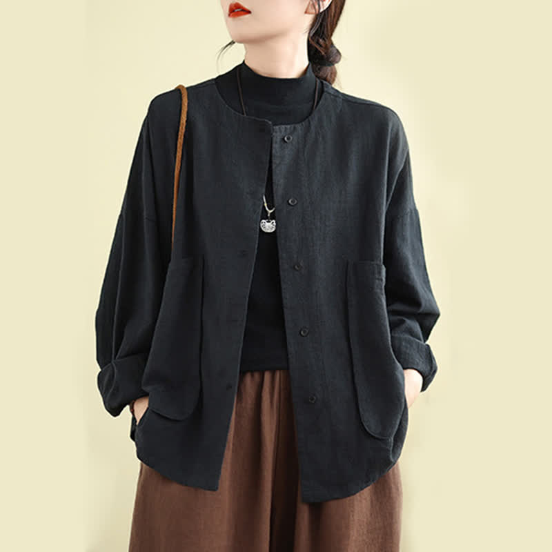 Nimara Ritual Plain Design Long Sleeve Women's Jacket With Pockets