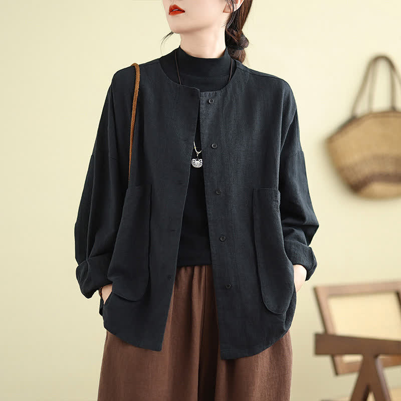 Nimara Ritual Plain Design Long Sleeve Women's Jacket With Pockets