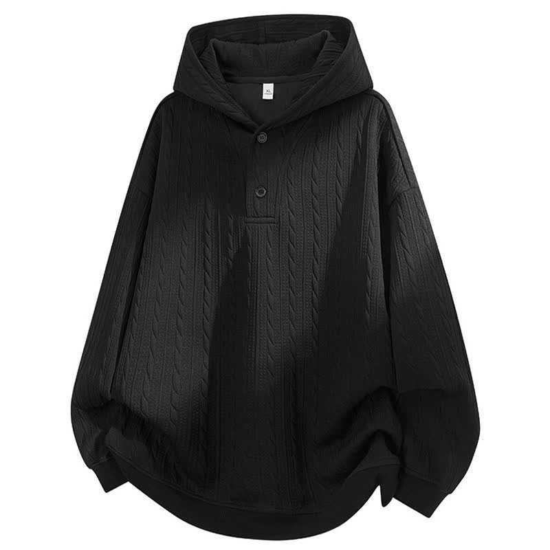 Nimara Ritual Fall Winter Buttons Twisted Design Long Sleeve Men's Hoodie