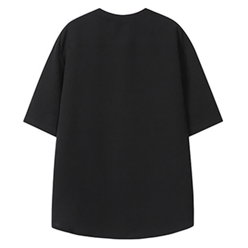 Nimara Ritual Summer Tang Style Casual Mandarin Collar Embroidery Crane Men's Short Sleeve Shirts