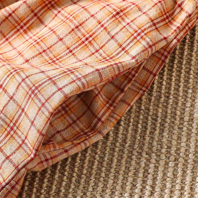 Nimara Ritual Summer Casual Vintage Plaid Women's Three-Quarter Sleeve Dress With Pocket