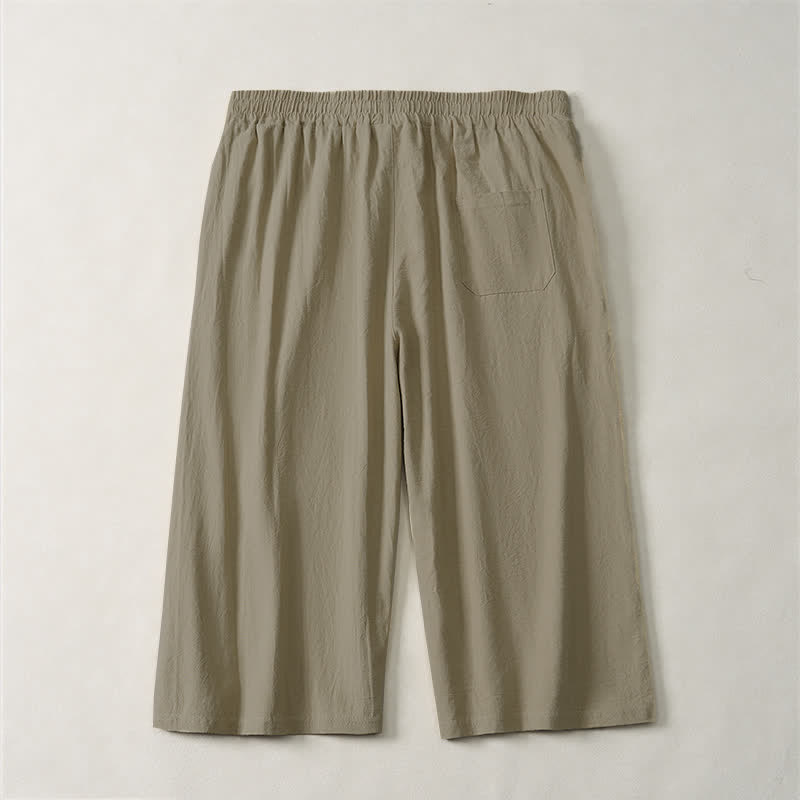 Nimara Ritual Summer Casual Minimalist Drawstring Solid Capri Pants Men's Straight Leg Pants With Pocket