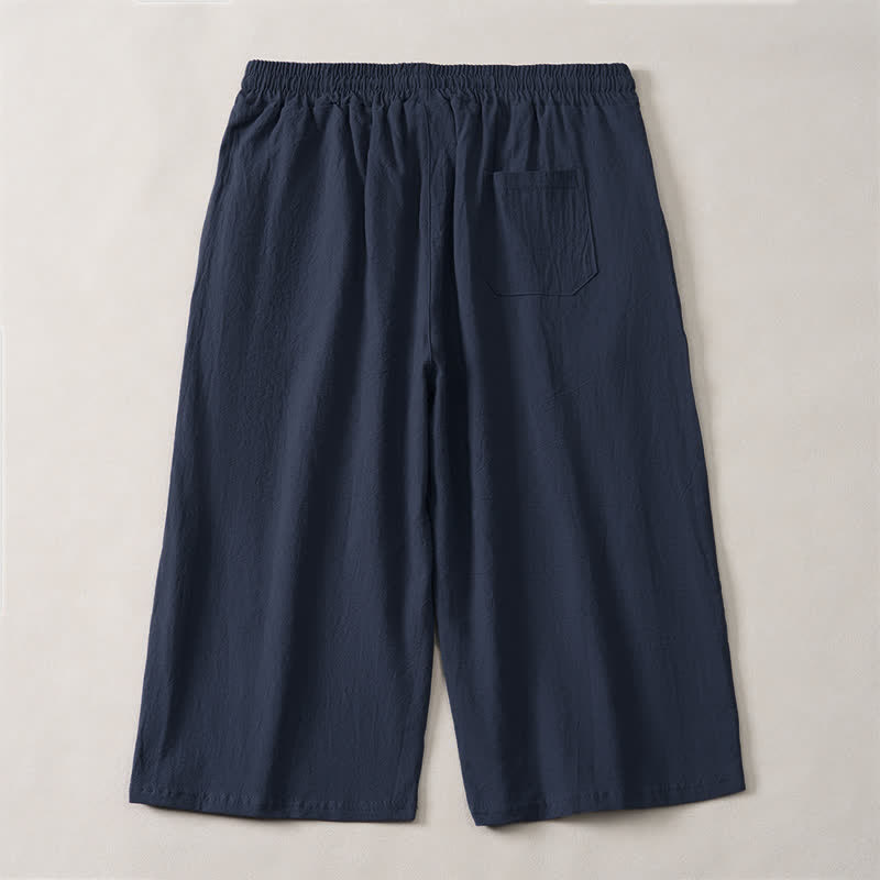 Nimara Ritual Summer Casual Minimalist Drawstring Solid Capri Pants Men's Straight Leg Pants With Pocket