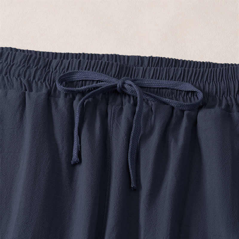 Nimara Ritual Summer Casual Minimalist Drawstring Solid Capri Pants Men's Straight Leg Pants With Pocket