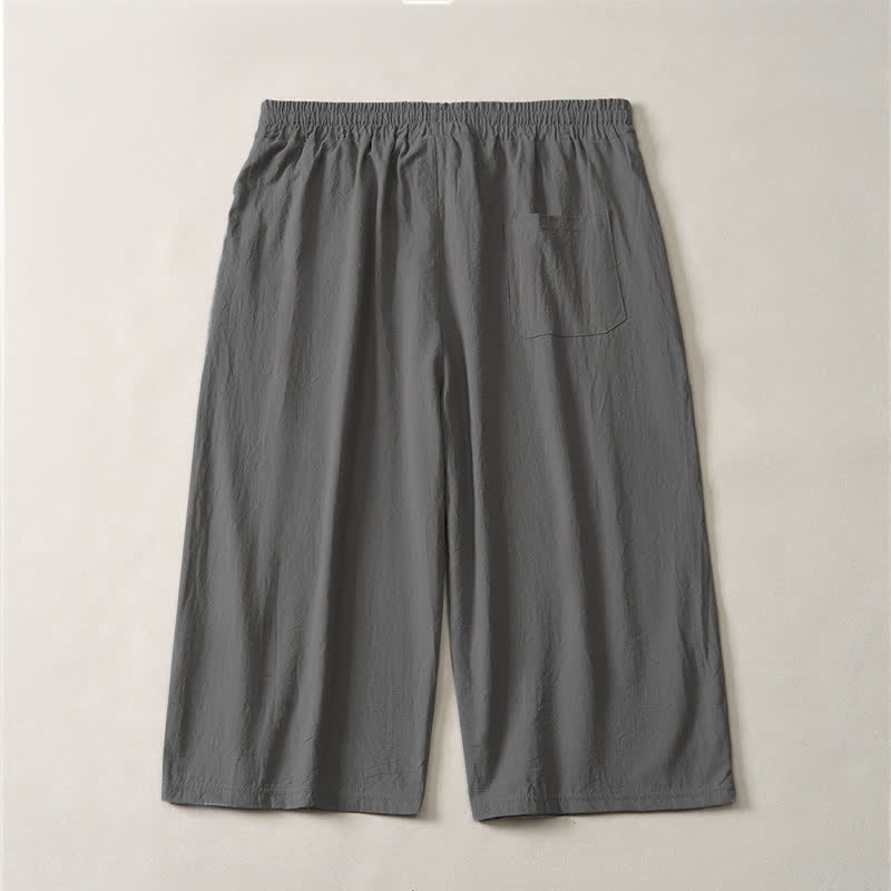 Nimara Ritual Summer Casual Minimalist Drawstring Solid Capri Pants Men's Straight Leg Pants With Pocket