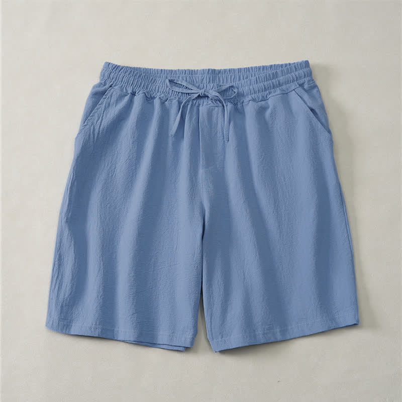 Nimara Ritual Summer Casual Drawstring Solid Cotton Men's Shorts With Pockets