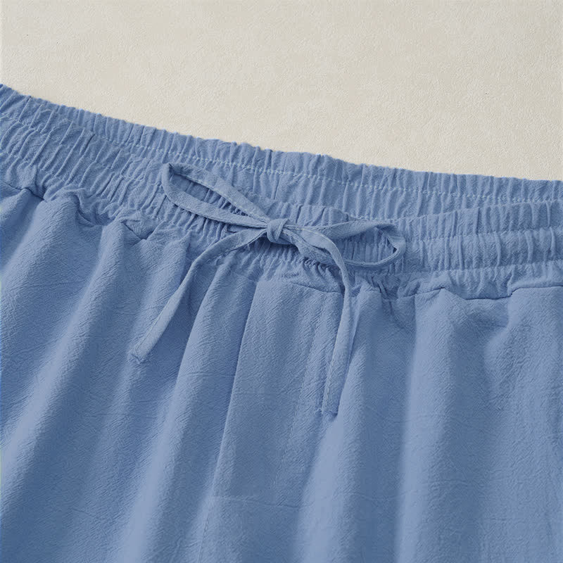 Nimara Ritual Summer Casual Drawstring Solid Cotton Men's Shorts With Pockets
