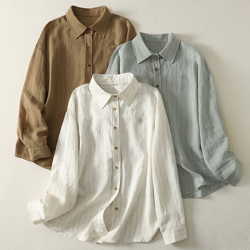 Nimara Ritual Summer Casual Minimalist Button-Up Solid Women's Long Sleeve Shirts