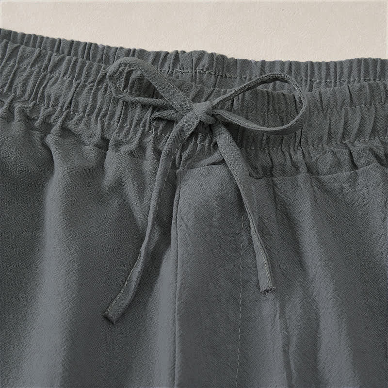 Nimara Ritual Summer Casual Drawstring Solid Cotton Men's Shorts With Pockets