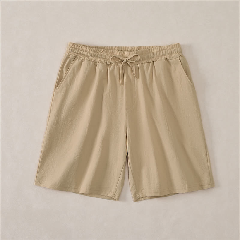 Nimara Ritual Summer Casual Drawstring Solid Cotton Men's Shorts With Pockets