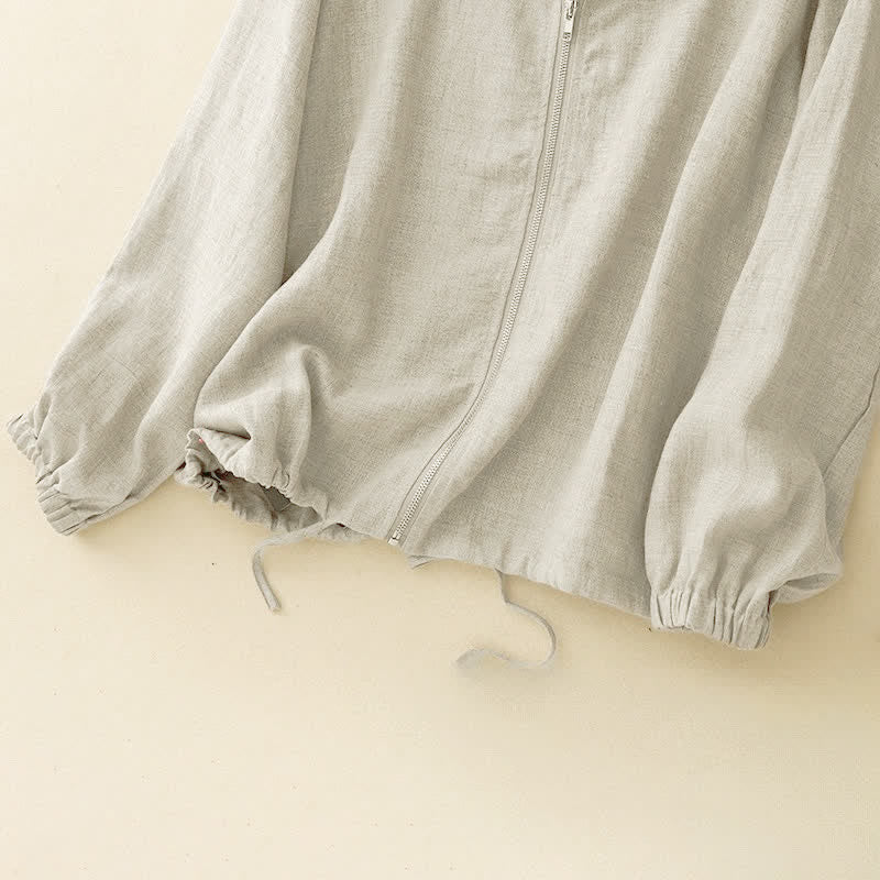 Nimara Ritual Summer Casual Minimalist Drawstring Solid Women's Long Sleeve Shirts With Pocket