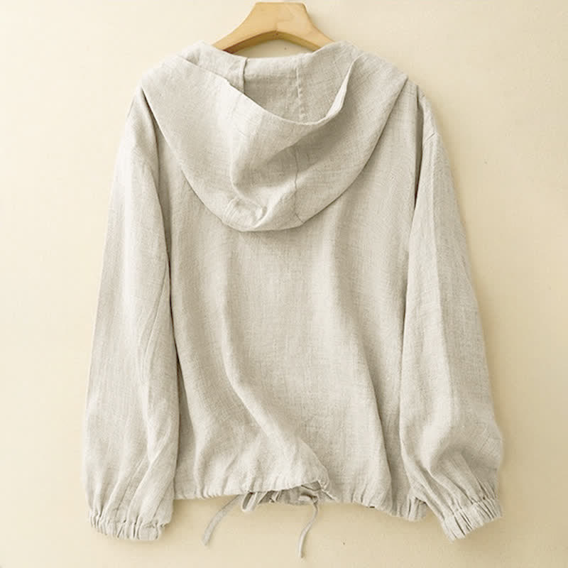 Nimara Ritual Summer Casual Minimalist Drawstring Solid Women's Long Sleeve Shirts With Pocket