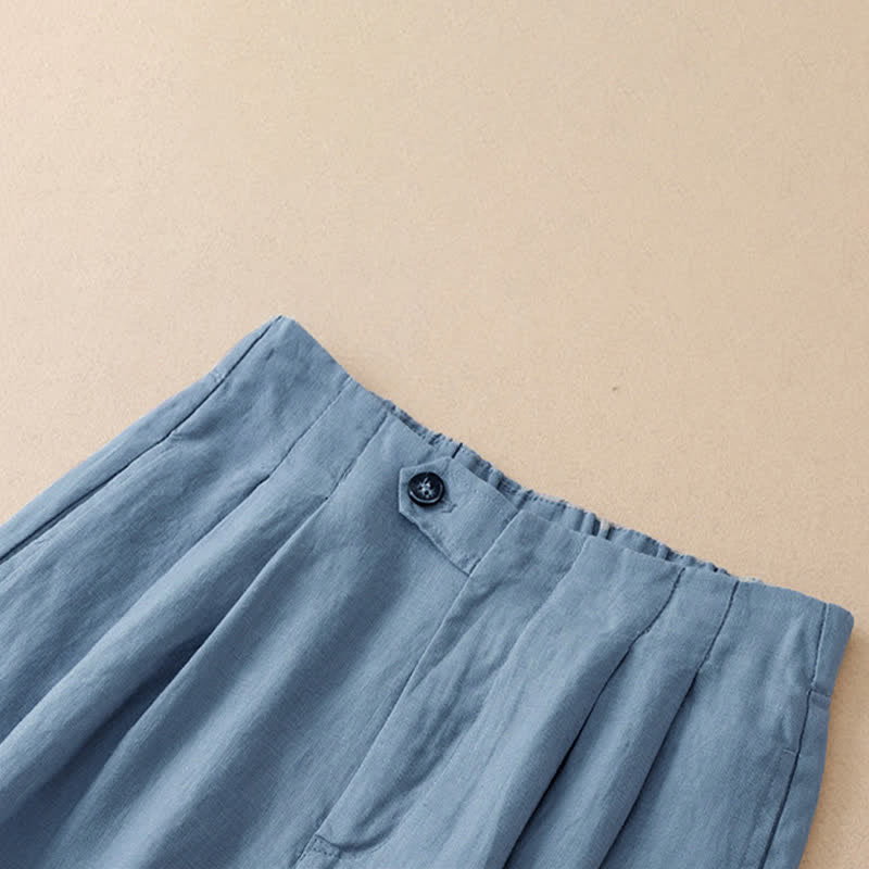 Nimara Ritual Summer Casual Minimalist Button-Up Solid Ankle Pants Women's Wide Leg Pants With Pocket