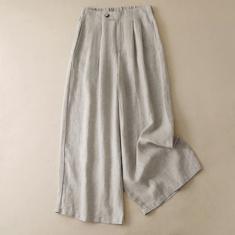 Nimara Ritual Summer Casual Minimalist Button-Up Solid Ankle Pants Women's Wide Leg Pants With Pocket