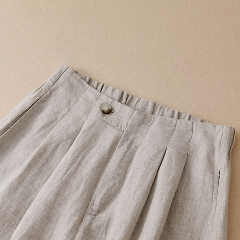 Nimara Ritual Summer Casual Minimalist Button-Up Solid Ankle Pants Women's Wide Leg Pants With Pocket