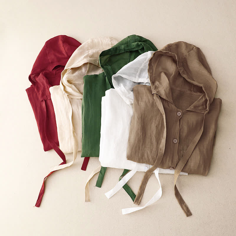 Nimara Ritual Summer Casual Minimalist Button-Up Drawstring Solid Women's Long Sleeve Shirts With Pocket