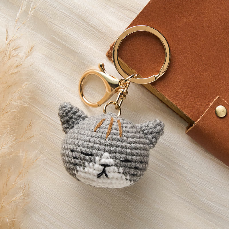 Nimara Ritual Hand-Woven Crochet Cute Cat Head Bag Harmony Keychains