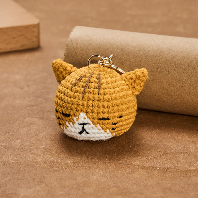 Harmony and Luck Hand-Woven Crochet Cute Cat Head Bag Keychains
