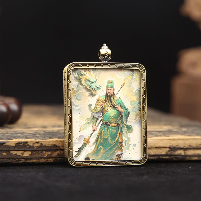 Nimara Ritual Copper Lord Guan Protection Braided Tassel Thangka Necklace