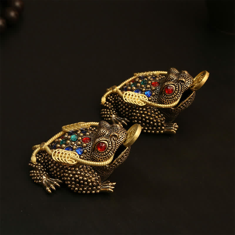 Nimara Ritual Brass Three Legged Money Frog Wealth & Fortune Symbol
