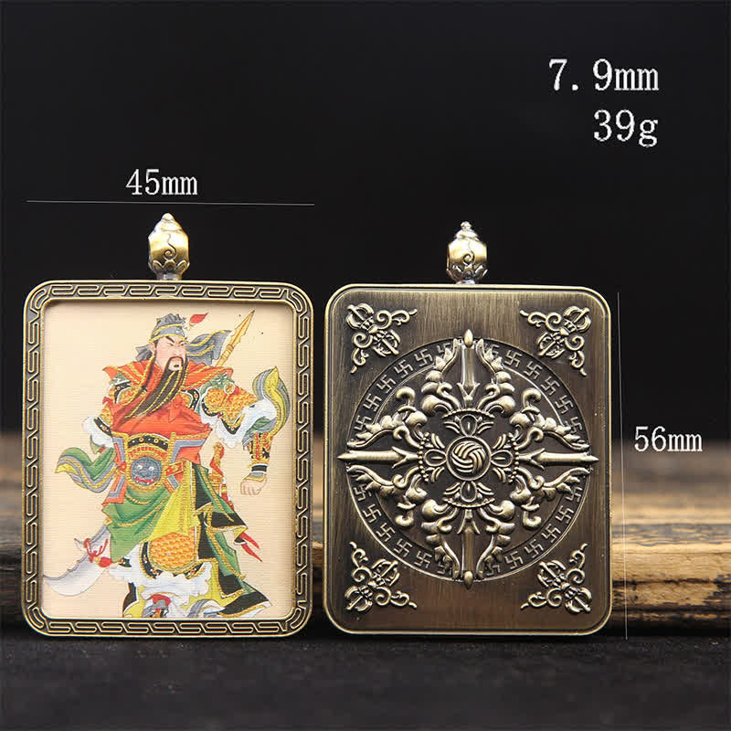 Nimara Ritual Copper Lord Guan Protection Braided Tassel Thangka Necklace