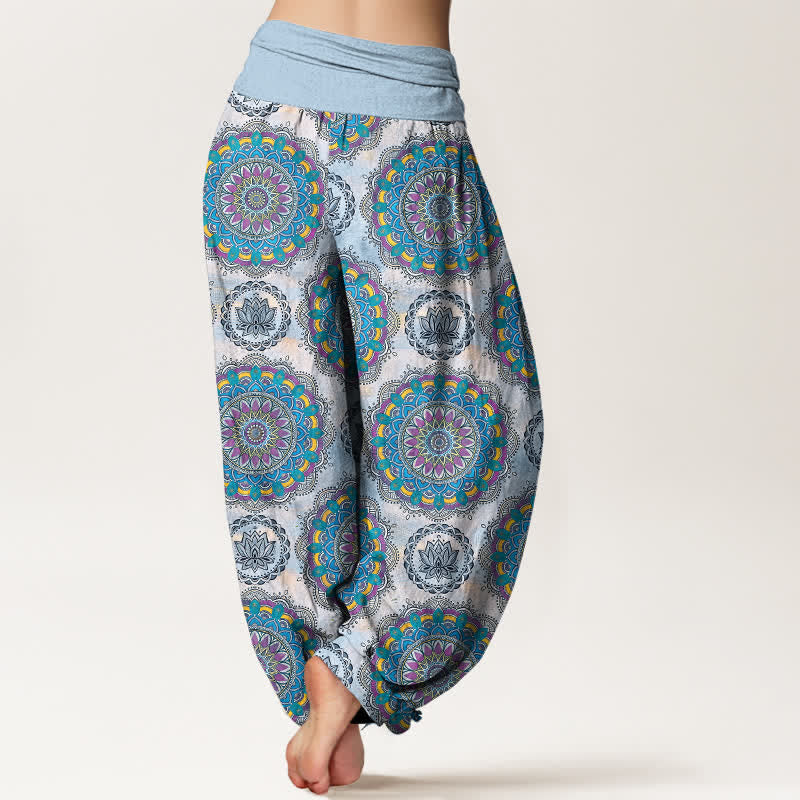 Nimara Ritual Cotton Boho Mandala Pattern Women's Elastic Waist Harem Pants