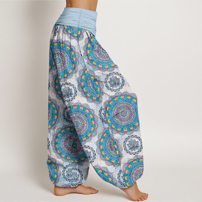 Nimara Ritual Cotton Boho Mandala Pattern Women's Elastic Waist Harem Pants