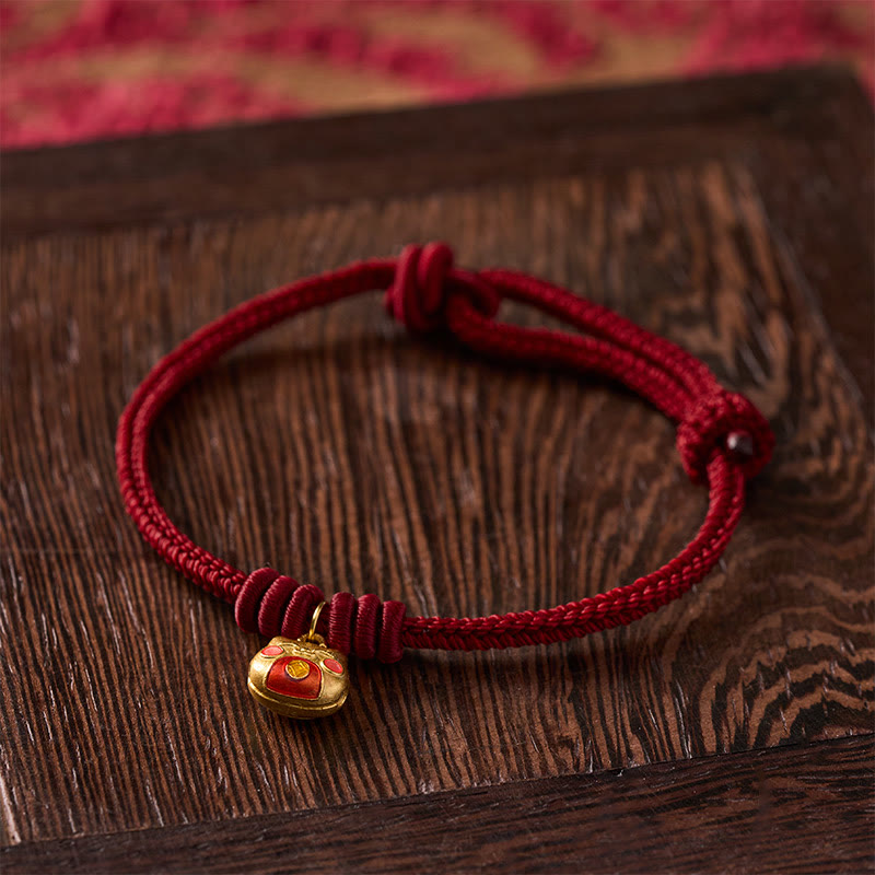 Nimara Ritual Gold Plated 925 Sterling Silver Cat Red String Protection Bracelet