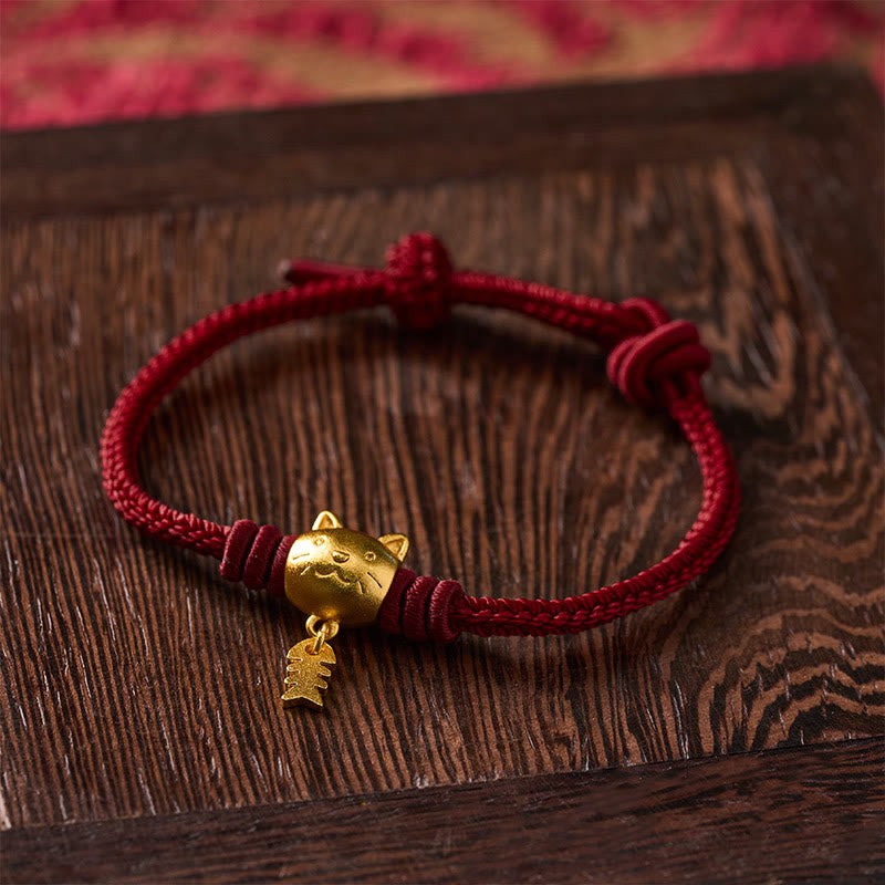 Nimara Ritual Copper Cute Cat Fish Red String Healing Bracelet