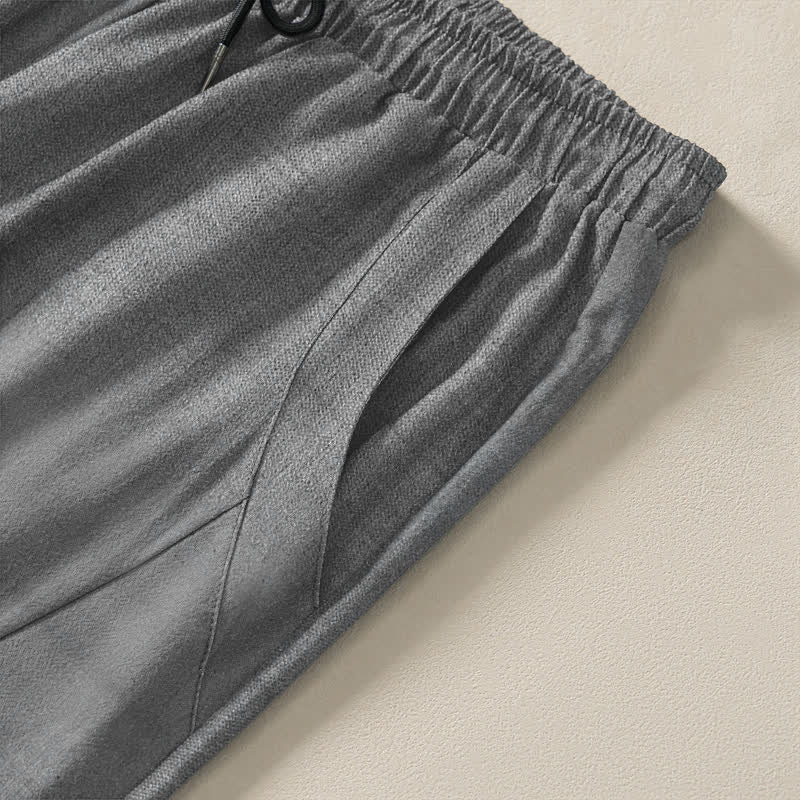Nimara Ritual Pure Cotton Ink Bamboo Pattern Drawstring Men's Tapered Pants With Pockets