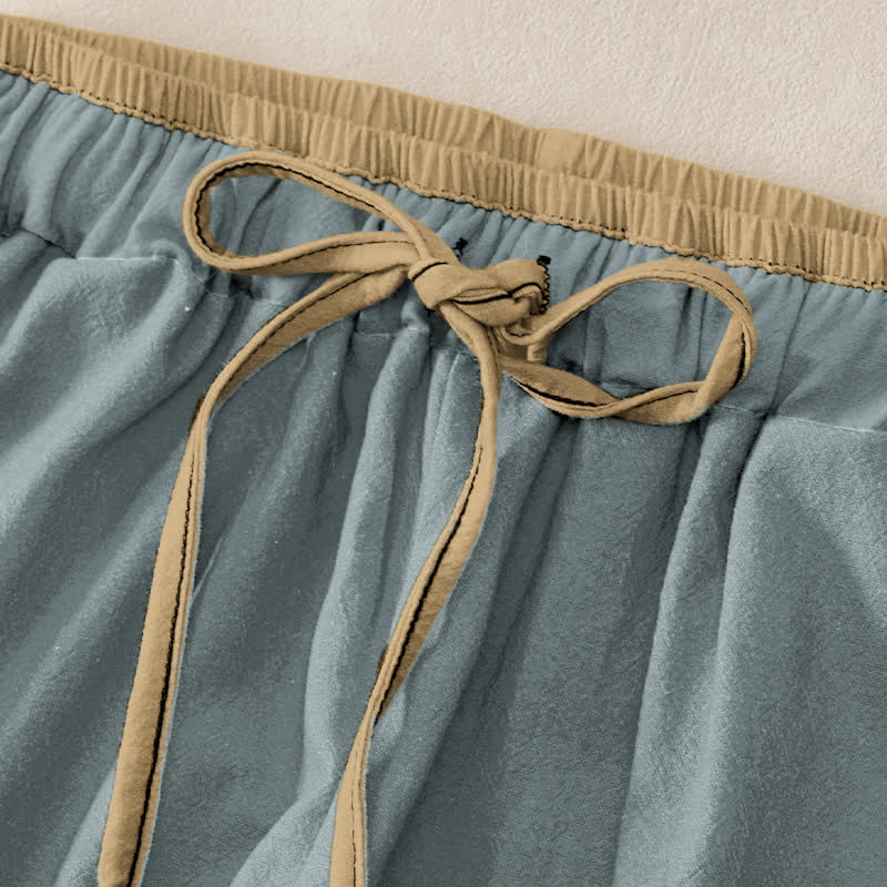 Nimara Ritual Pure Cotton Celestial Sun Moon Pattern Women's Elastic Waist Pants With Pockets