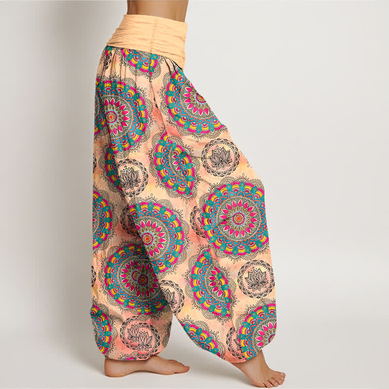 Nimara Ritual Cotton Boho Mandala Pattern Women's Elastic Waist Harem Pants