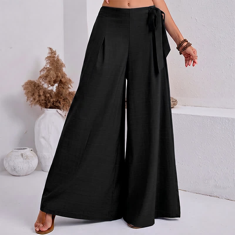 Nimara Ritual Spring Casual Retro Plain Drawstring Women's Wide Leg Pants With Pockets