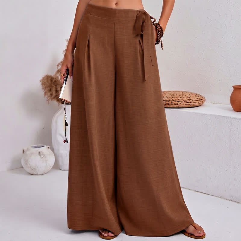 Nimara Ritual Spring Casual Retro Plain Drawstring Women's Wide Leg Pants With Pockets