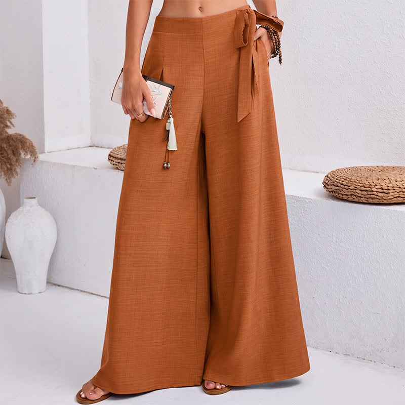 Nimara Ritual Spring Casual Retro Plain Drawstring Women's Wide Leg Pants With Pockets
