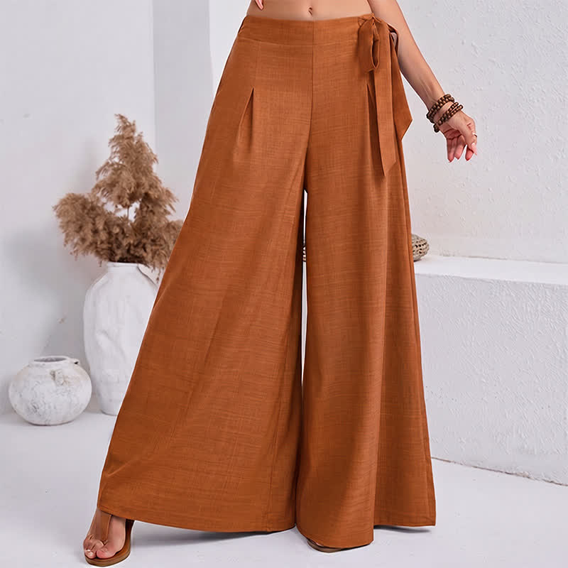 Nimara Ritual Spring Casual Retro Plain Drawstring Women's Wide Leg Pants With Pockets