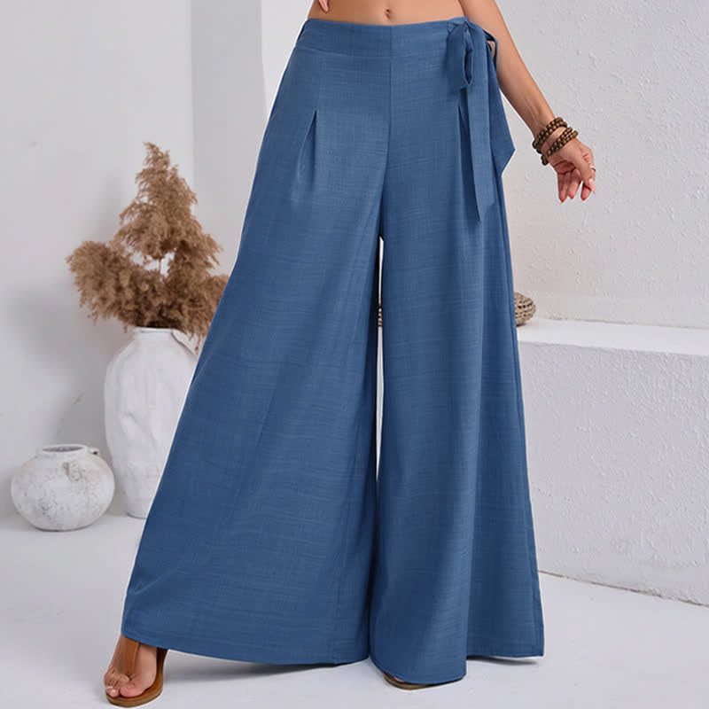 Nimara Ritual Spring Casual Retro Plain Drawstring Women's Wide Leg Pants With Pockets