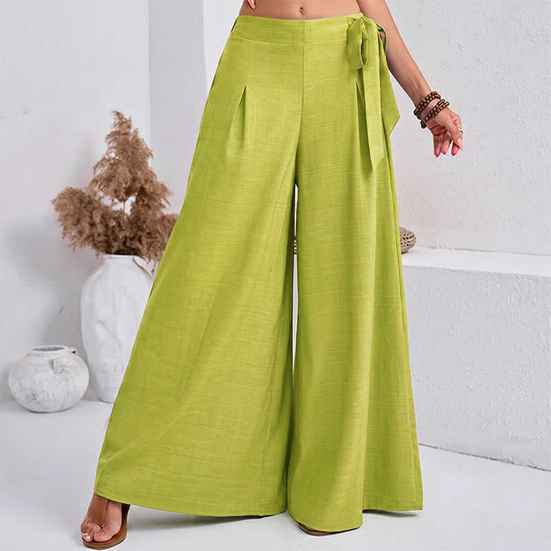 Nimara Ritual Spring Casual Retro Plain Drawstring Women's Wide Leg Pants With Pockets