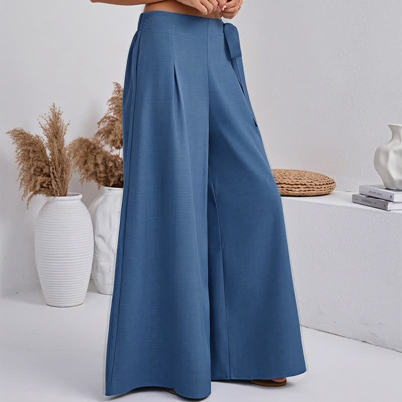 Nimara Ritual Spring Casual Retro Plain Drawstring Women's Wide Leg Pants With Pockets