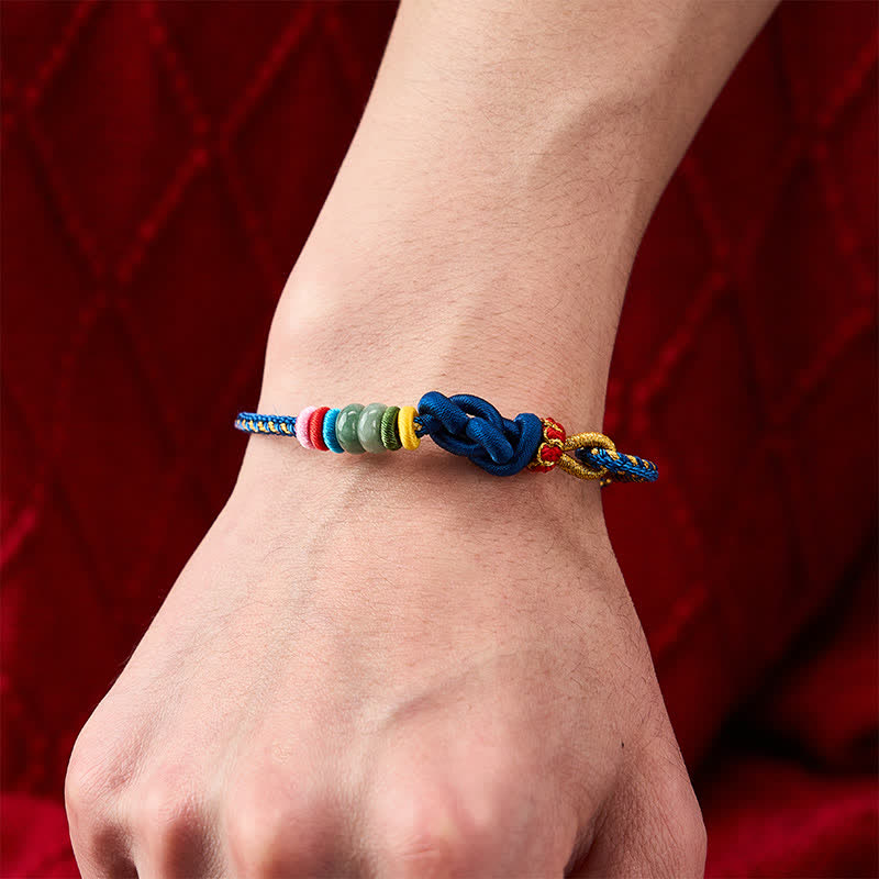 Nimara Ritual Hand-Woven Chinese Knotting Luck Jade String Bracelet