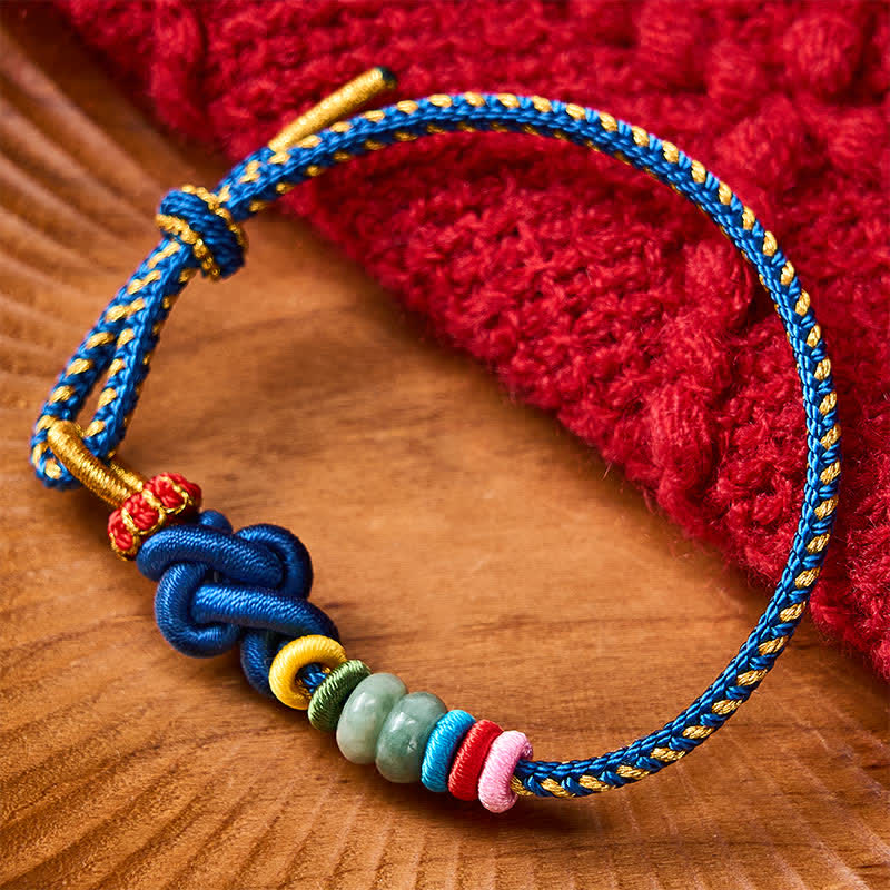 Nimara Ritual Hand-Woven Chinese Knotting Luck Jade String Bracelet