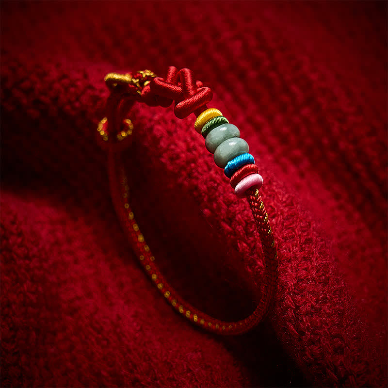Nimara Ritual Hand-Woven Chinese Knotting Luck Jade String Bracelet