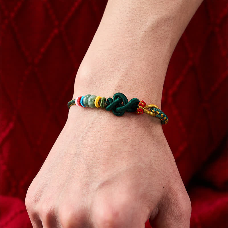 Nimara Ritual Hand-Woven Chinese Knotting Luck Jade String Bracelet