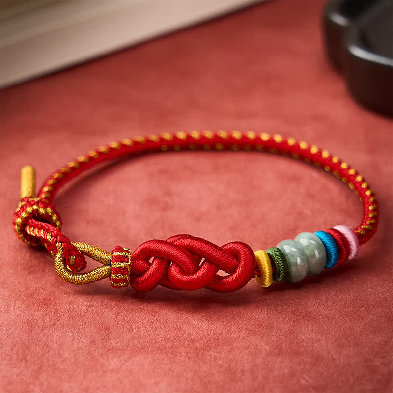 Nimara Ritual Hand-Woven Chinese Knotting Luck Jade String Bracelet