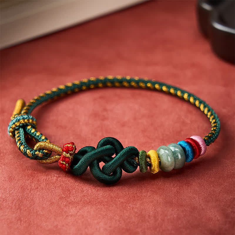 Nimara Ritual Hand-Woven Chinese Knotting Luck Jade String Bracelet