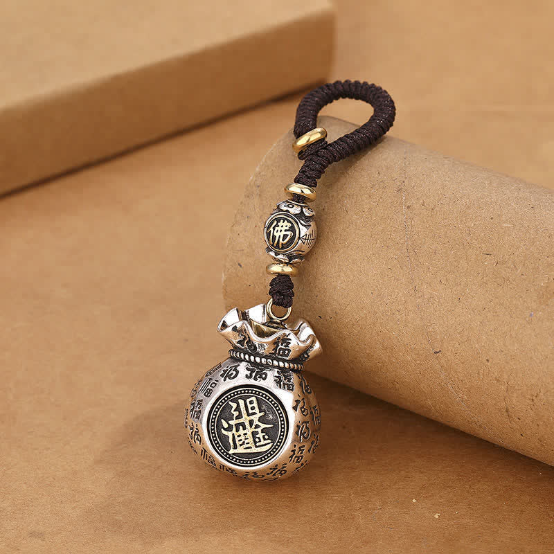 Nimara Ritual Copper Fu Character Moneybag Blessing Keychains