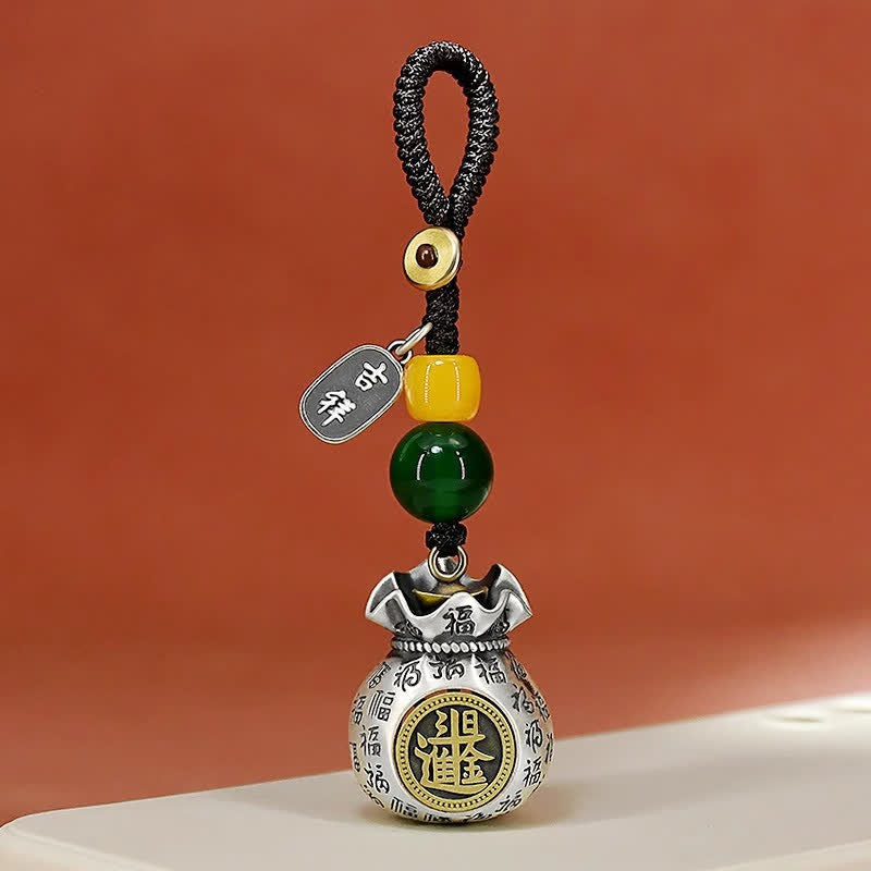 Nimara Ritual Copper Fu Character Blessing Fortune Bag Keychains