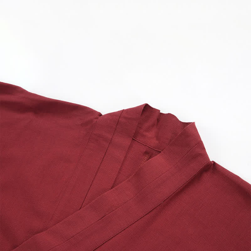 Nimara Ritual Spring Summer Minimalist Drawstring Solid Cotton Linen Men's Kimono